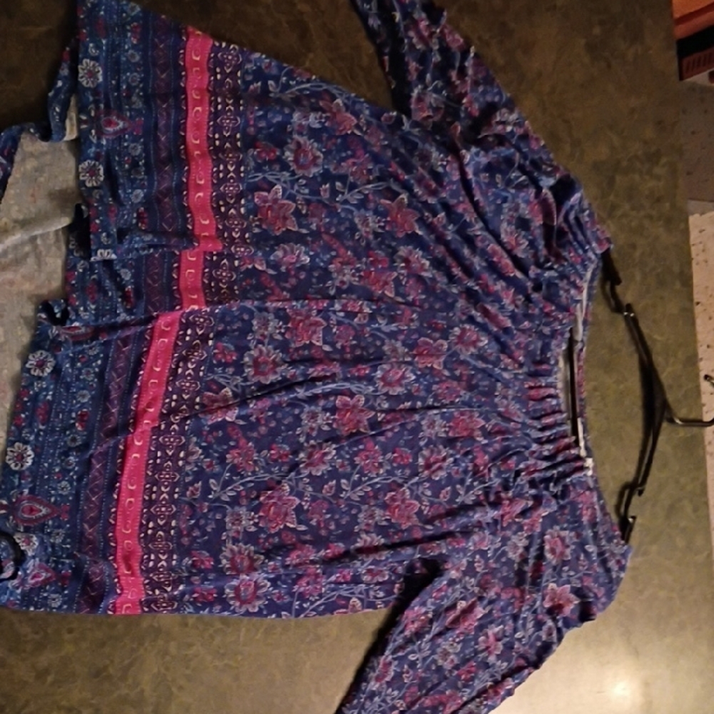 Floral Blue and Pink Women's Top